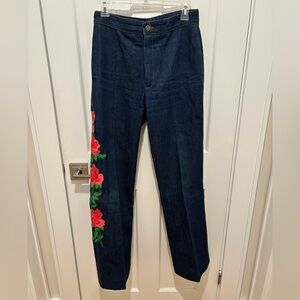 Vik Vizette Vintage 70s Embroidered Floral Women's Jeans
